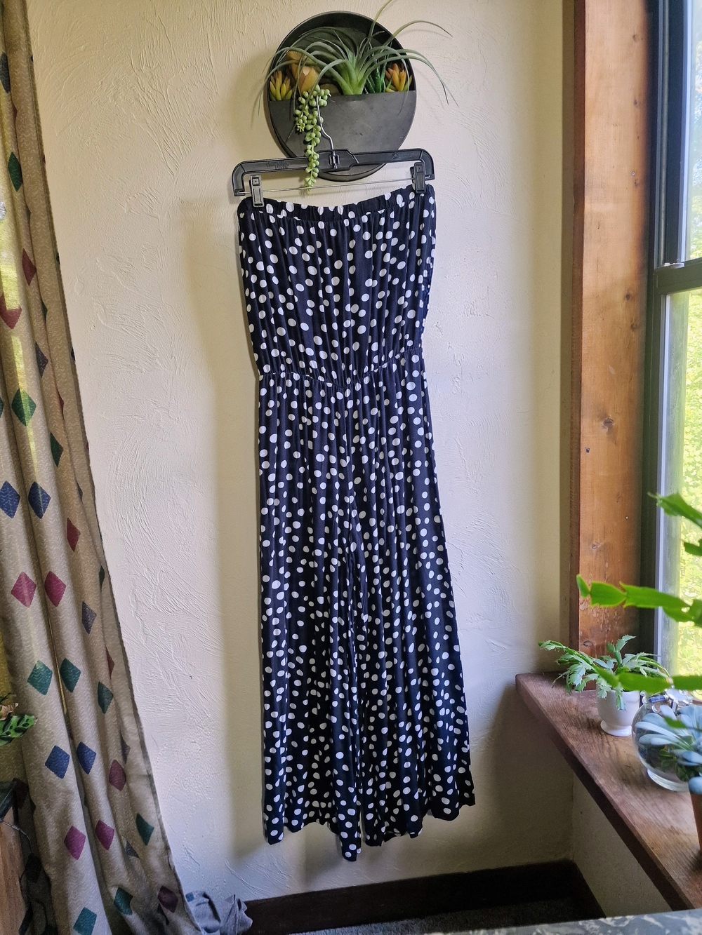 MSK Black Maxi Skirt with White Polka Dot Print